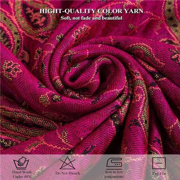 Pashmina Feel Shawls Wraps Purple - Picture 5 of 6